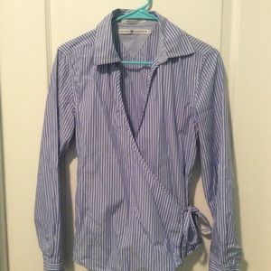 Tommy Hilfiger Striped Wrap Blouse